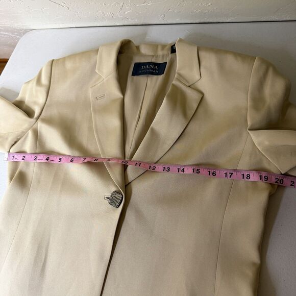 Vintage Dana Buchman Longline Blazer Womens 6 Khaki Silk Single Button Capsule - Picture 5 of 11